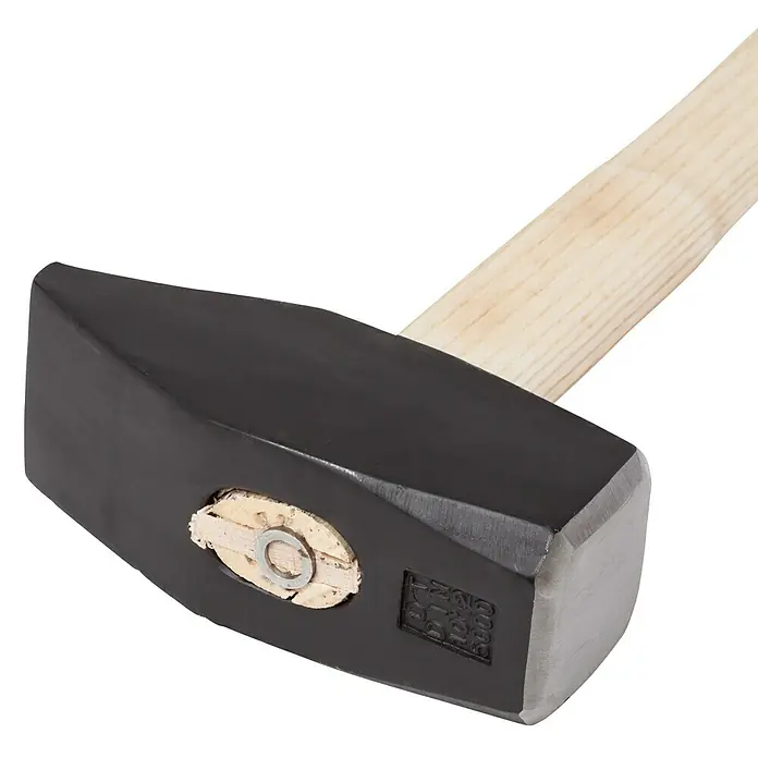 Wisent Maza - Largo: 19 cm, 5.000 g - Primer plano de una maza con cabeza negra y mango de madera clara, ideal para tareas pesadas.