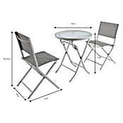 Conjunto de muebles de balcón Miren (3 piezas, Gris)