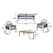 Sunfun Conjunto de muebles Samay (4 pzs., Aluminio/Cuerda sintética, Gris/Blanco) | BAUHAUS