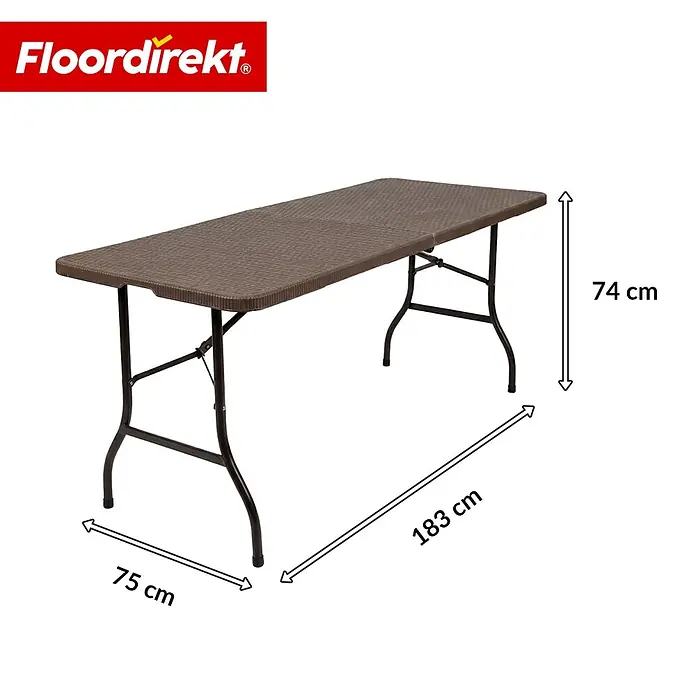 Floordirekt Gartentisch Miyako - L x B x H: 183 x 75 x 74 cm, HDPE, Rechteck, Braun