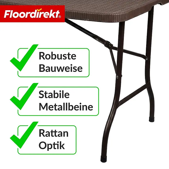 Floordirekt Gartentisch Miyako - L x B x H: 183 x 75 x 74 cm, HDPE, Rechteck, Braun