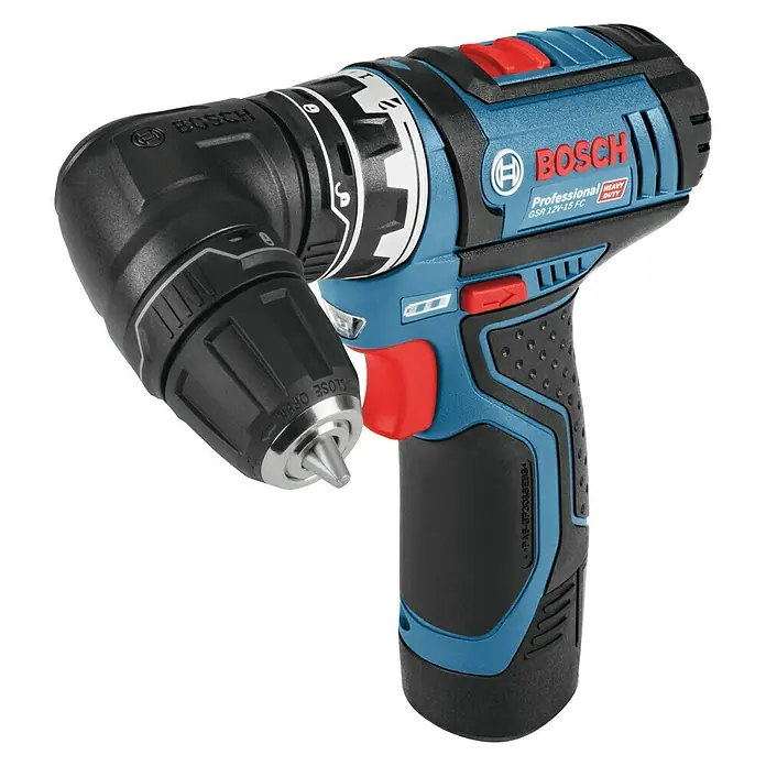 Bosch Professional Fijación angular GFA 12-W - Específico para: Atornillador de batería Bosch Professional GSR 12V-15 - Taladro atornillador a batería Bosch Professional GSR 12V-15 FC con accesorio de ángulo flexible para zonas de difícil acceso. Potente y compacto.