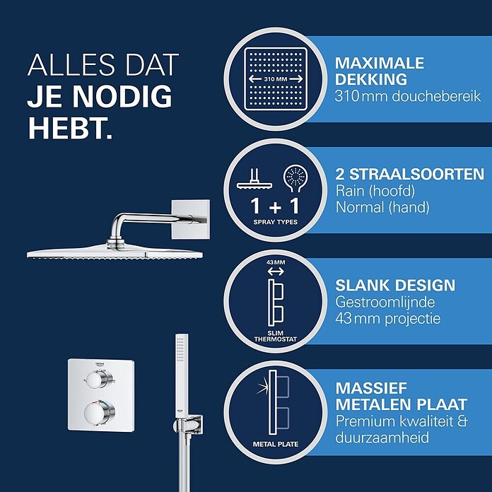Grohe Douchesysteem met Vitalio 310 (Chroom, Diameter douchekop: 31 cm) | BAUHAUS