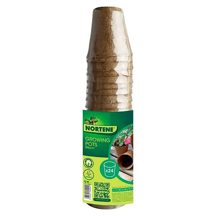 Nortene Maceta de cultivo Growing Pots - 24 ud. - Un paquete de macetas de cultivo Nortene, ideal para plántulas y plantas jóvenes. El juego contiene 24 macetas biodegradables para plantar fácilmente.