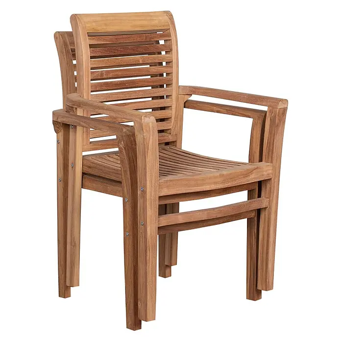 Bene Living Gartenstuhl - Teakholz, Stapelbar, natur, B x T x H: 65 x 49 x 89 cm