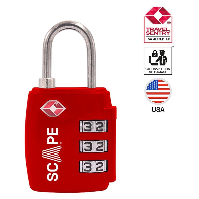 Scape Candado con combinación (Zamak, Número de dígitos en combinación: 3 ud., Rojo) | BAUHAUS