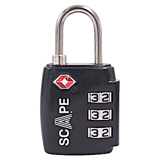 Scape Candado con combinación (Zamak, Número de dígitos en combinación: 3 ud., Negro)