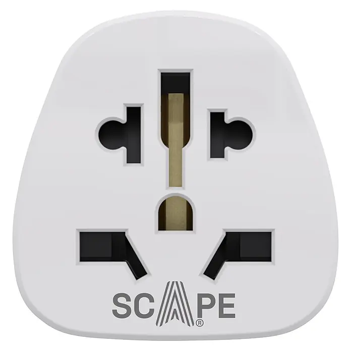 Scape Adaptador de viaje USA - Blanco - Adaptador de viaje universal blanco con múltiples tipos de enchufes internacionales.