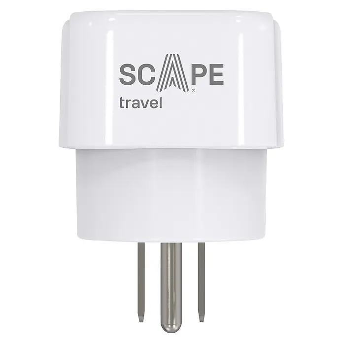 Scape Adaptador de viaje schuko USA - Blanco - Adaptador de viaje SCAPE blanco con tres clavijas metálicas.
