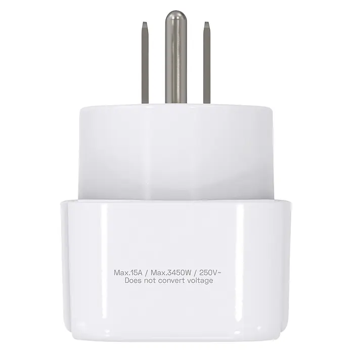Scape Adaptador de viaje schuko USA - Blanco - Adaptador eléctrico blanco con tres clavijas metálicas. Max.15A, 3450W, 250V~. No convierte voltaje.