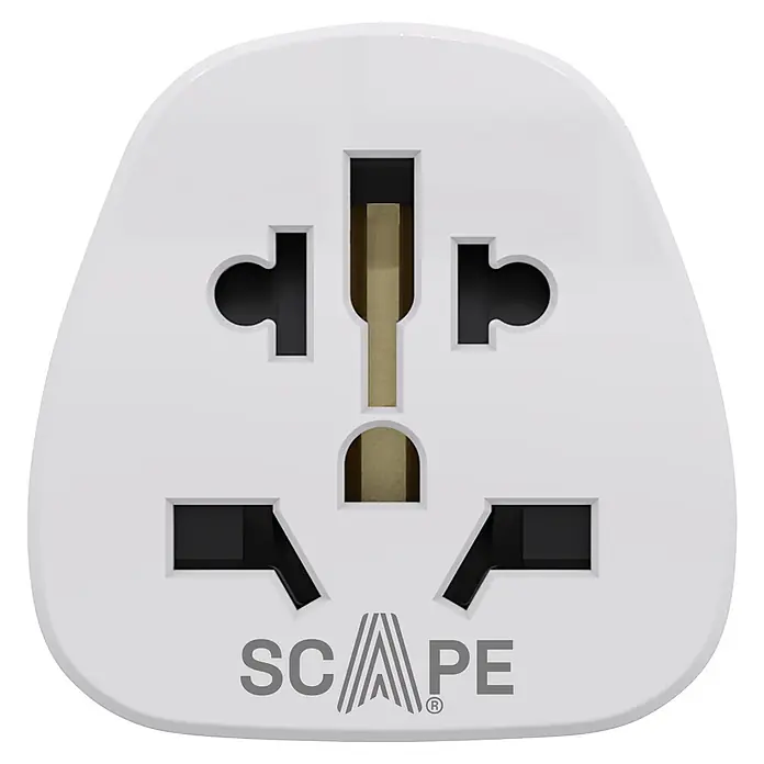 Scape Adaptador de viaje UK - Blanco - Adaptador de viaje universal blanco con múltiples tipos de enchufes internacionales.