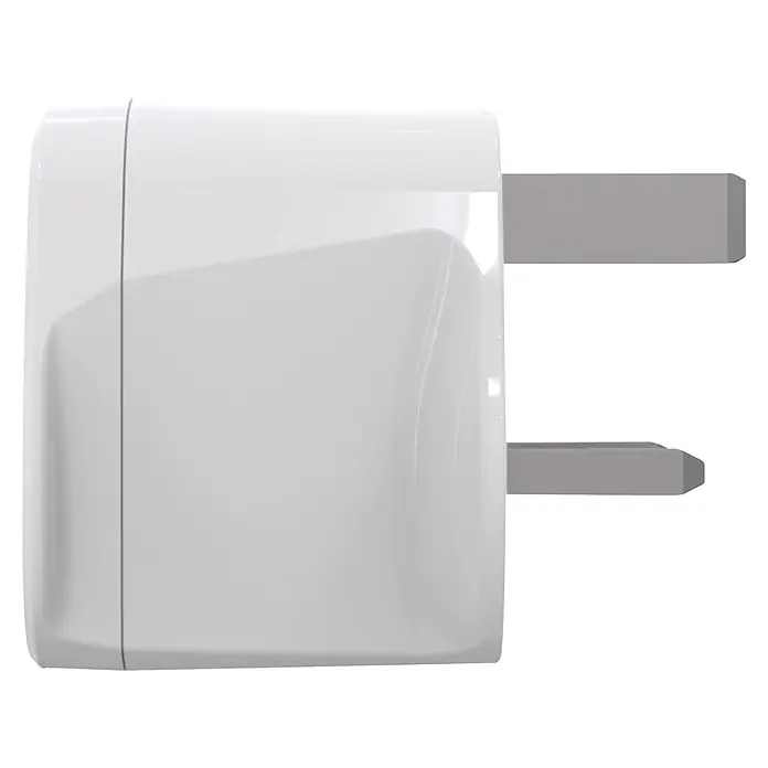 Scape Adaptador de viaje UK - Blanco - Adaptador de corriente blanco con dos clavijas eléctricas planas grises.