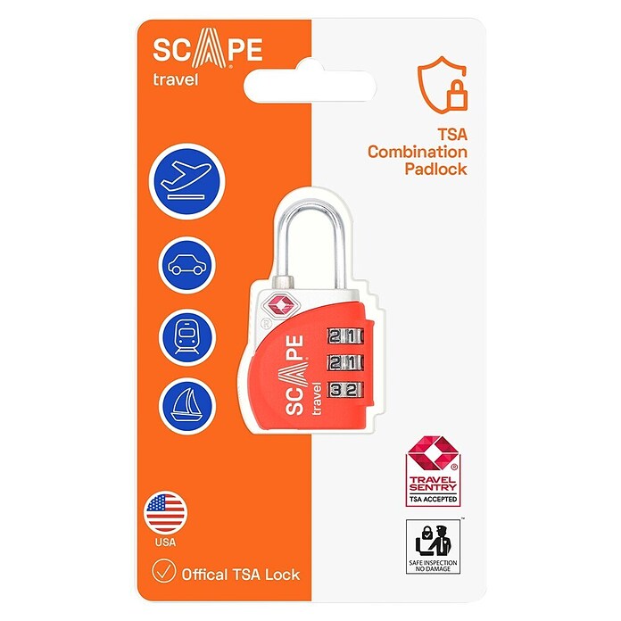 Scape Candado con combinación (Zamak, Número de dígitos en combinación: 3 ud., Naranja) | BAUHAUS