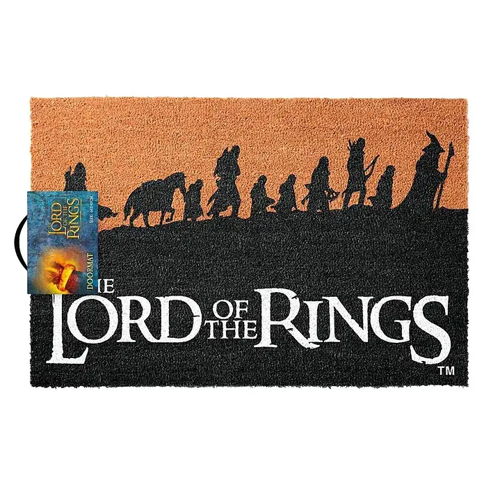 Fußmatte Herr der Ringe - 60 x 40 cm, Lord of the Rings, Material Nutzschicht: Kokos - Braune und schwarze Kokosfaser-Fußmatte im Herr der Ringe-Design mit Charaktersilhouetten.