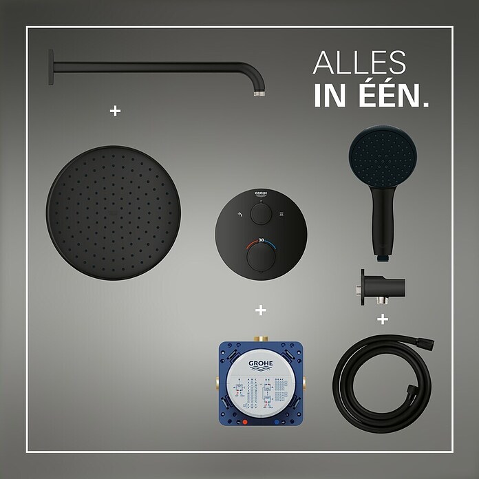 Grohe Douchesysteem Precision Thermostat met Vitalio Start 250 (Aantal straalsoorten: 2 st., Zwart) | BAUHAUS