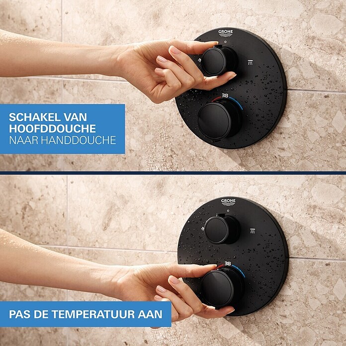 Grohe Douchesysteem Precision Thermostat met Vitalio Start 250 (Aantal straalsoorten: 2 st., Zwart) | BAUHAUS
