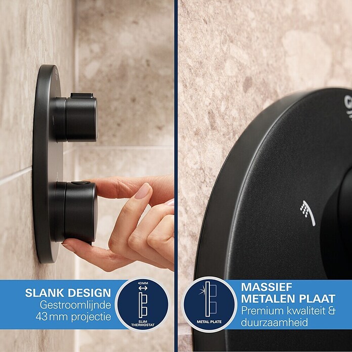 Grohe Douchesysteem Precision Thermostat met Vitalio Start 250 (Aantal straalsoorten: 2 st., Zwart) | BAUHAUS