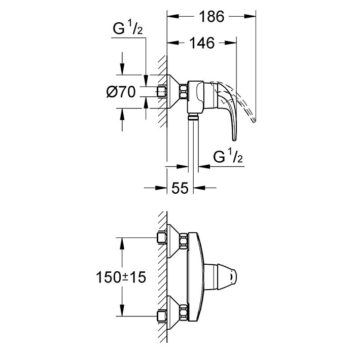 Grohe Euroeco Douchekraan (Chroom, Glanzend)
