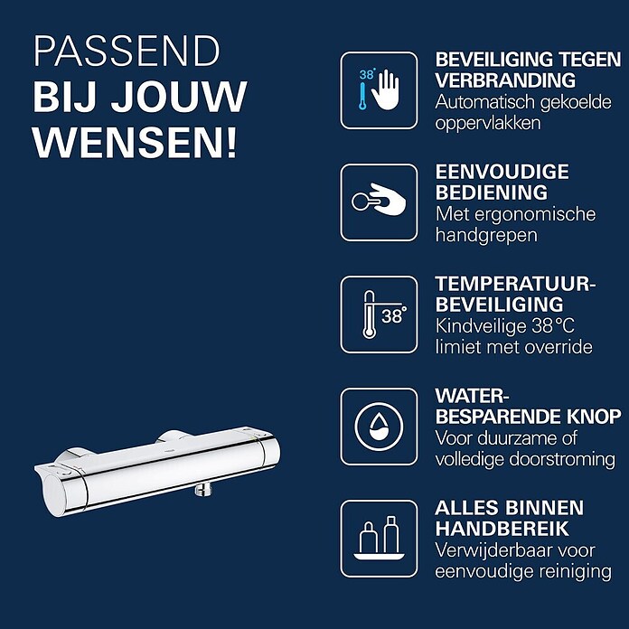 Grohe Grohtherm 2000 Douchethermostaat (Chroom, Glanzend)
