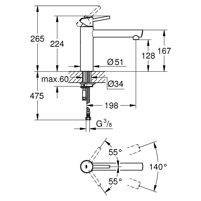 Grohe Concetto Keukenkraan (Chroom, Glanzend, Zwenkbereik: 140°)