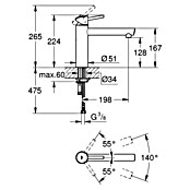 Grohe Concetto Keukenkraan (Chroom, Glanzend, Zwenkbereik: 140°)