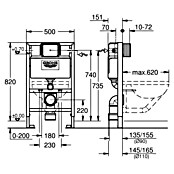 Grohe Rapid SL WC-Vorwandelement (16,5 x 50 x 82 cm, Pulverbeschichtet)