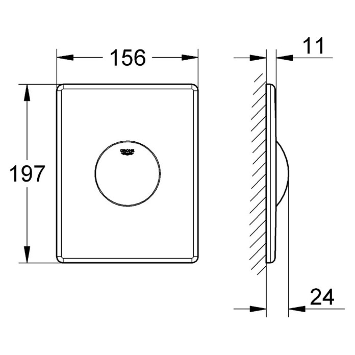 Grohe Bedieningsplaat (Chroom, 1 spoelwaterhoeveelheid, Geschikt voor: Pneumatisch afvoerventiel)