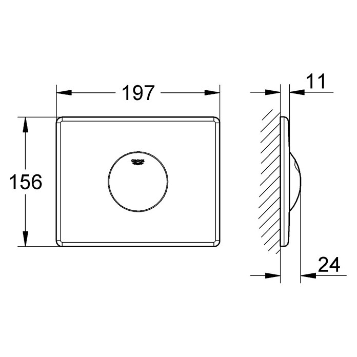 Grohe Bedieningsplaat (Chroom, 1 spoelwaterhoeveelheid, Geschikt voor: Pneumatisch afvoerventiel)