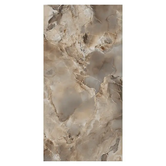 Feinsteinzeugfliese Onyx Freedom - 60 x 120 cm, Grey, Matt - Polierte beige-braune Onyxplatte mit natürlicher Maserung für elegante Innenflächen.