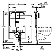 Grohe Rapid SL Inbouwreservoir (9,5 x 62,5 x 113,5 cm, Met poedercoating)