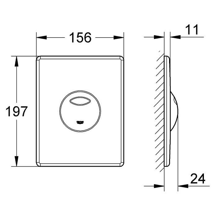 Grohe Betätigungsplatte Skate (Chrom, 2-Mengen-Spülung, Geeignet für: Pneumatische Ablaufventile)