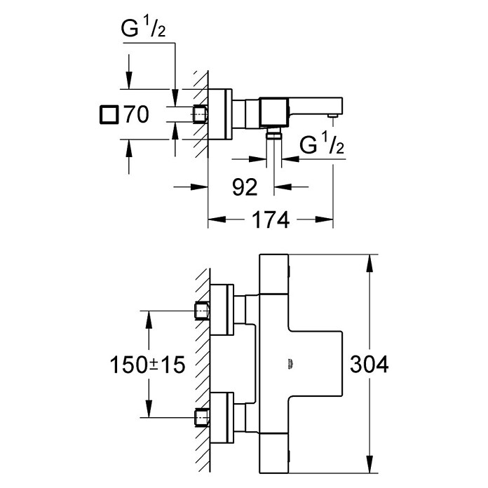 Grohe Grohtherm Cube Badthermostaat (Chroom, Glanzend)
