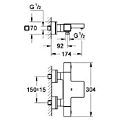 Grohe Grohtherm Cube Badthermostaat (Chroom, Glanzend)