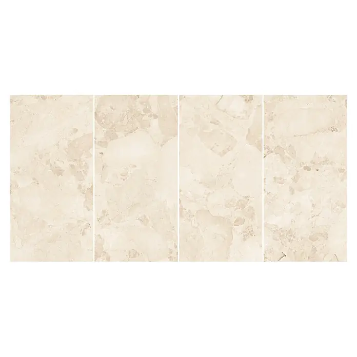 Feinsteinzeugfliese Peru - 60 x 120 cm, Beige, Matt - Beige Fliesen in Marmoroptik mit natürlichen Mustern und subtiler Maserung, geeignet für Böden oder Wände.
