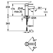 Grohe Essence New Wastafelkraan (Zonder trekstang, Chroom, Glanzend)