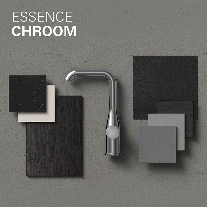 Grohe Essence New Wastafelkraan M-Size Chroom (Met trekstang, Chroom, Glanzend)