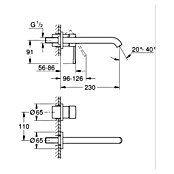Grohe Essence Wand-Waschtischarmatur L-Size (2-Loch, Chrom, Glänzend)