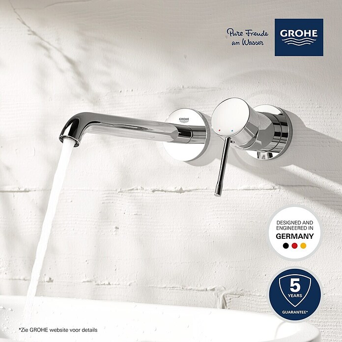 Grohe Essence Wastafelmengkraan, wandmodel (2-gats, Chroom, Glanzend)