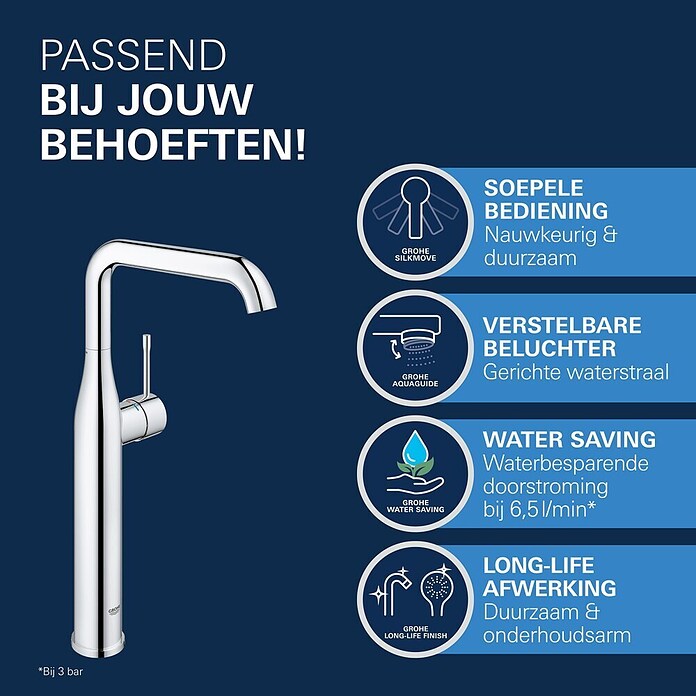 Grohe Essence Wastafelkraan XL-Size (Chroom, Glanzend)