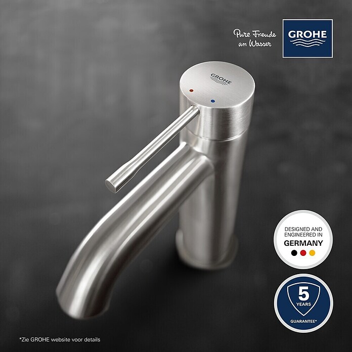 Grohe Essence New Wastafelkraan (Supersteel, Glanzend)