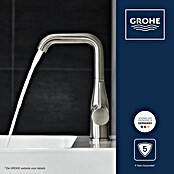 Grohe Essence New Wastafelkraan (Met trekstang, Supersteel, Glanzend)