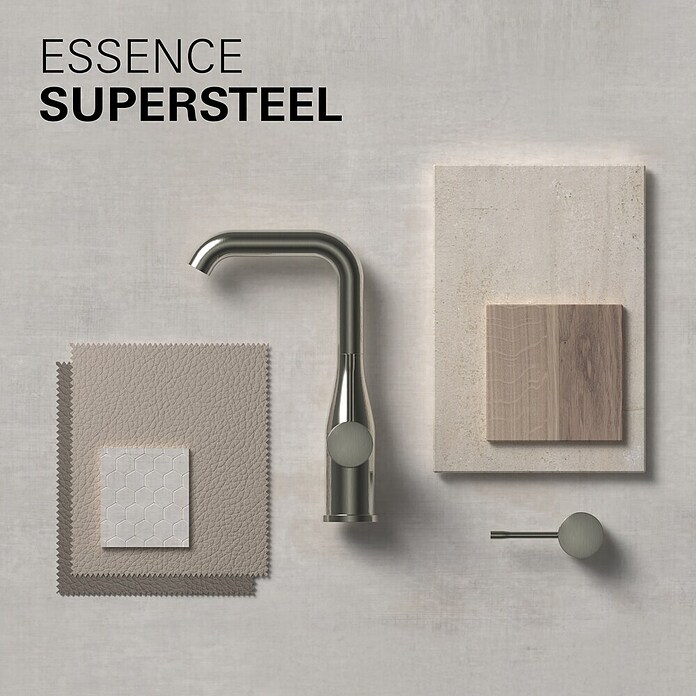 Grohe Essence New Waschtischarmatur (Mit Zugstange, Supersteel, Glänzend)