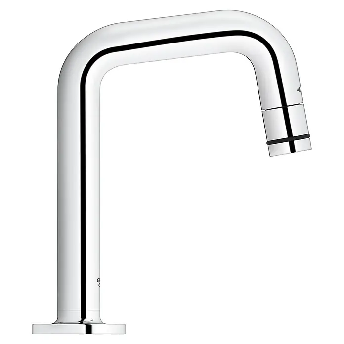 Grohe Grifo monomando de agua fría Universal - Caño en U, Cromo, Resplandeciente - Grifo moderno de cromo pulido con caño alto en U y línea negra a lo largo del cuerpo y en la sección final ajustable.
