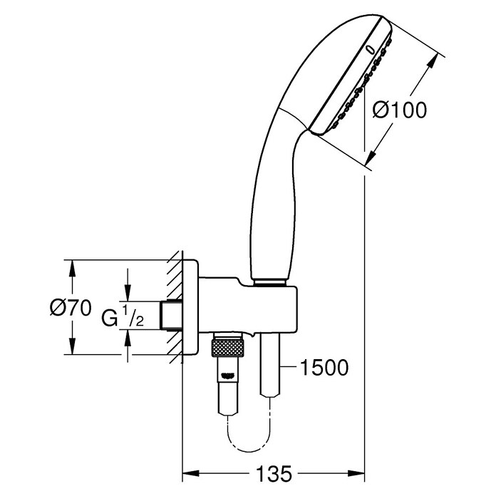 Grohe Doucheset (Aantal functies: 2, Diameter handdouche: 10 cm, 5,7 l/min, Chroom)