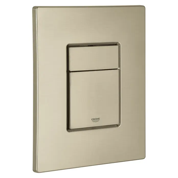 Grohe Betätigungsplatte Skate Cosmopolitan - Nickel, Spül-Stopp-System - Gebürstete Metall-Doppelspülplatte mit zwei rechteckigen Tasten und Grohe Logo.