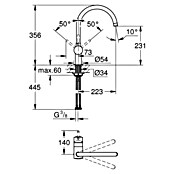 Grohe Keukenkraan Minta (C-uitloop, Mat, Zwenkbaar) | BAUHAUS