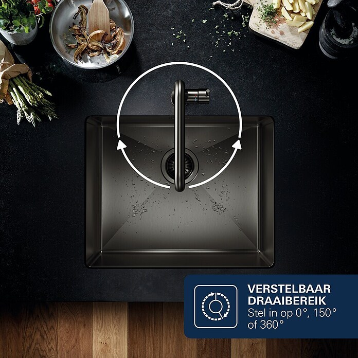 Grohe Essence Keukenkraan (Hard grafiet, Geborsteld, Hoge uitloop)