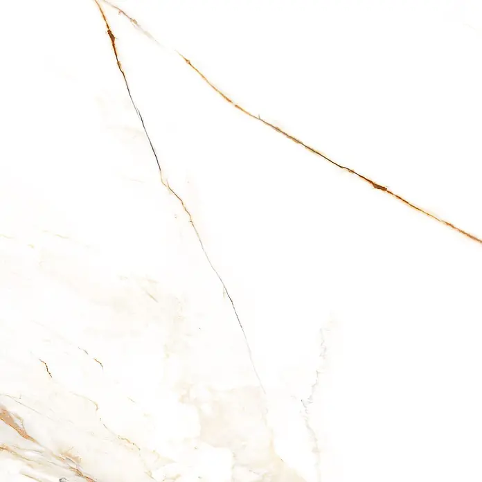 Feinsteinzeugfliese Venet - 60 x 120 cm, Weiss/Gold, Matt - Weiße Marmoroberfläche mit deutlicher goldener und brauner Maserung.