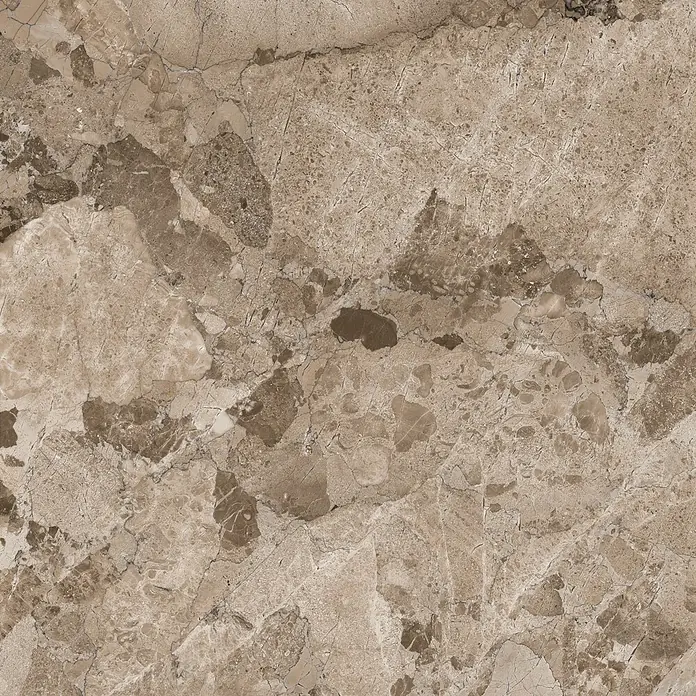 Feinsteinzeugfliese Peru - 60 x 120 cm, Taupe, Matt - Naturbrauner Marmor mit komplexer Maserung und Farbtönen, ideal für elegante Oberflächen.