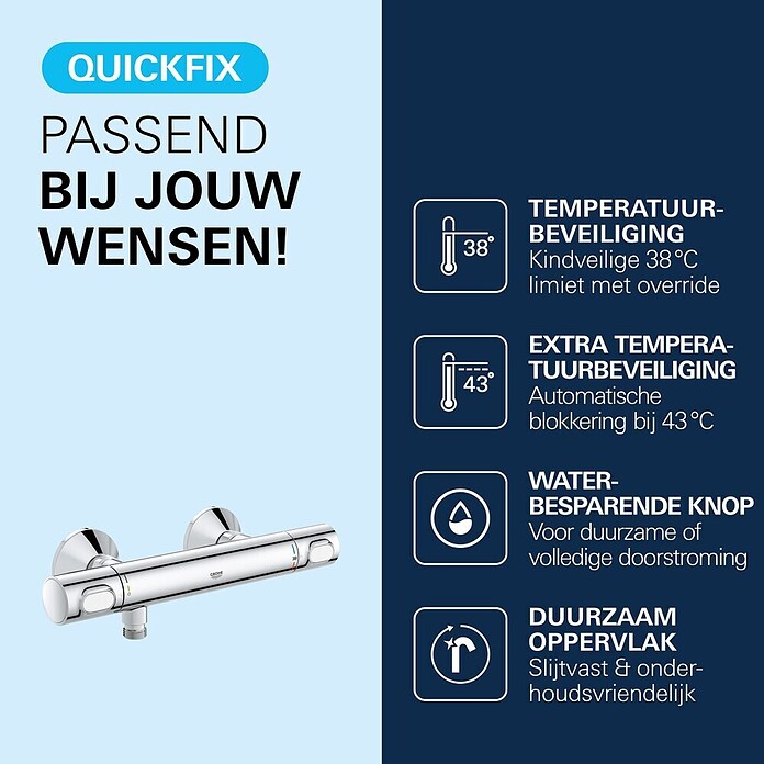 Grohe Douchethermostaat Precision Flow (Chroom, Glanzend) | BAUHAUS
